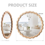 Irregular Wall Mirror,Wood Round Farmhouse Mirror Unique Vanity Mirror,36" Nature Wooden Modern Bathroom Mirror for Washroom Living Room Bedroom - size: 36"L x 36"W