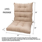 Magpie Fabrics Indoor Outdoor Tufted High Back Chair Cushion Set of 2, Waterproof All-Weather Deep Seating Rocking Chair Patio Garden Chaise Lounge Sun Lounger Chair Cushions(Beige Linen) - color: Beige Linen