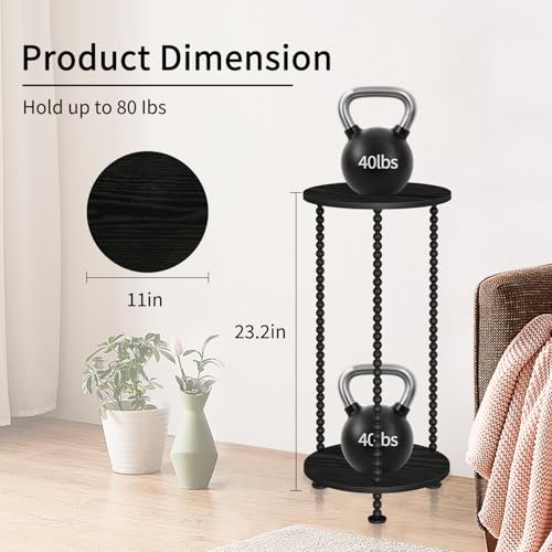 YINMIT Plant Stand Indoor, 2 Tier Small Plant Stand, 23" Tall Metal Spindle Poles Plant Stands, Corner Flower Pot Stand, Plant Tables Indoor, Planter Pot Holder for Balcony Garden Patio Living Room (Black) - color: Black, size: 23.2 In