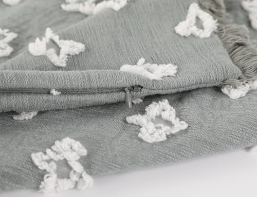 Boho Long Lumbar Pillow Cover 14x40 with Tassel Fringe,3D Flower Patterned Extra Decorative Long Lumbar Pillow Cover Case for Sofa Couch Bed Livingroom Farmhouse,Blue Grey - color: Blue Grey, size: 40" x 14" (Pack of 1)