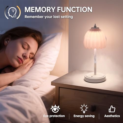 Shenmoyl Rechargeable Table Lamp with 5200mAh Battery & Touch Control - 3 Adjustable Color Temperatures, Cordless Dimmable Table Light for Bedroom, Office Desk, Nightstand(Creamy Pink, 1 Pack - color: Creamy Pink, size: 1 Pack