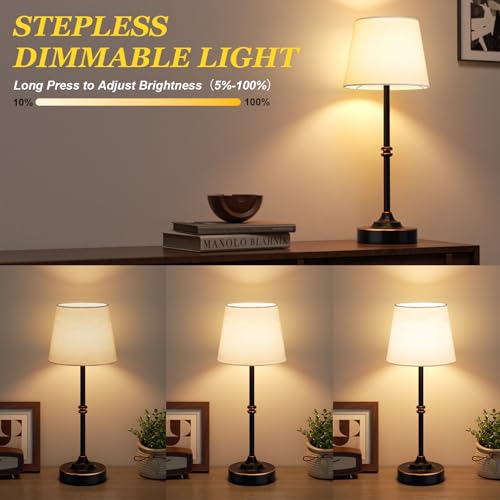 Kakanuo Rechargeable Cordless Table Lamp Antique Black - 1 Pack 4000mAh Battery Operated Lamp, 3000K Warm Light, Touch Control Stepless Dimming, for Bedside, Dining Table, Home Decor - color: Oil-Rubbed Antique Black, size: 1 Pack - 15.6in