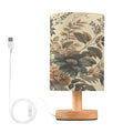 Small Table Lamp, Vintage Boho Botanical Bedside Table Lamp with Fabric Shade - Nightstand Lamp for Bedrooms, Dorm, Living Room
