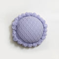 Acrylic Knitted Round Throw Pillow Knitting Bohemian Circular Cushion Pillow with Knit Handmade Pompoms Decorative Romantic Purple, Diameter 18inches - color: Romantic Purple