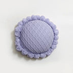 Acrylic Knitted Round Throw Pillow Knitting Bohemian Circular Cushion Pillow with Knit Handmade Pompoms Decorative Romantic Purple, Diameter 18inches - color: Romantic Purple