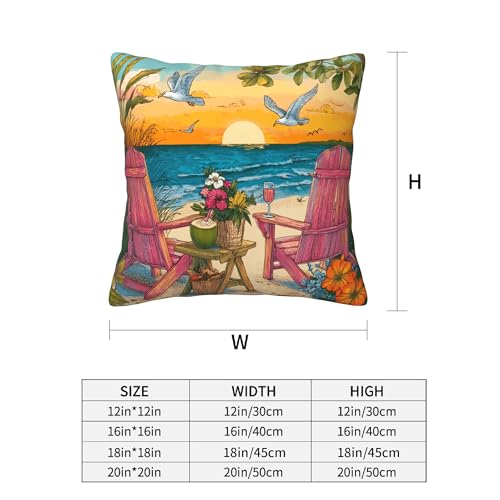 Summer Coastal Throw Pillow Covers 18 X 18 Inch Set of 4 Decorative Cushion Cover Home Decor for Sofa Chair Couch Bedroom Living Room - color: Summer Coastal