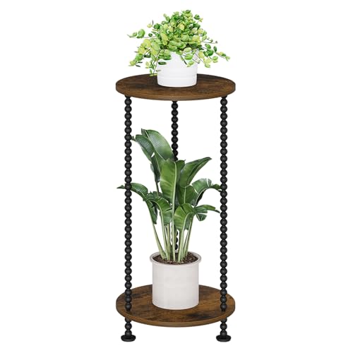YINMIT Plant Stand Indoor, 2 Tier Small Plant Stand, 23" Tall Metal Spindle Poles Plant Stands, Corner Flower Pot Stand, Plant Tables Indoor, Planter Pot Holder for Balcony Garden Patio Living Room - color: Brown, size: 23.2 In