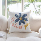YIcabinet Pillow Covers Set of 2, Embroidered Blue Flower Pattern Throw Pillow Cover,Square Cotton Cushion,Pillow Case for Sofa Bedroom Couch,18"x18" - color: Blue18