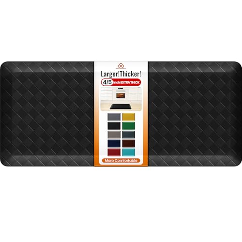 4/5 Inch Extra Thick Kitchen Mats for Floor,Non Slip Anti Fatigue Kitchen Rugs,Waterproof Stain Resistant Sink Mat,Cushioned Standing and Comfort Mats for Office (17"x39" Black) - color: Black, size: 39"L x 17"W x 0.8"Th