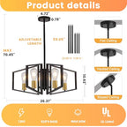WJShome 4-Light Black and Gold Chandelier, Farmhouse Ceiling Light Fixtures, Dining Room Light Fixtures Over Table, Hanging Geometric Pendant Lights, for Kitchen Island, Bedroom, Foyer, Entryway - color: Black & Gold