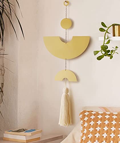 IOWER Gold Boho Wall Hanging Tassel Wrought Iron Modern Room Decor 31" - color: Gold1