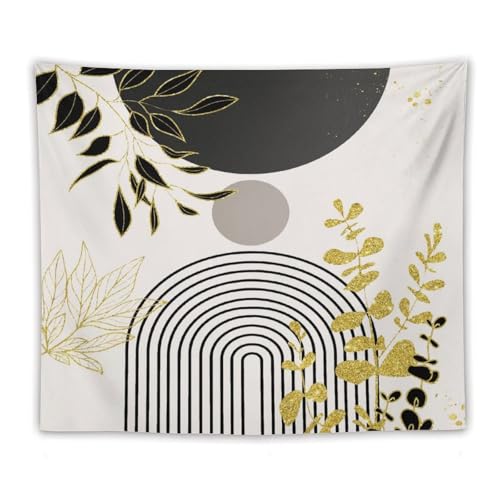 Black Boho Mid Century Leaf Tapestry,Arch Sun Abstract Leaves Tropical Palm Modern Minimalist Geometric Wall Hanging Neutral Home Decor Art for Living Room Bedroom Dorm 40"x30" - color: Boho Leaf-4, size: W40xL30in