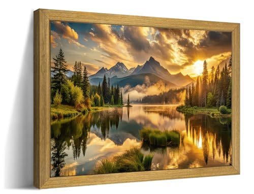 Framed Canvas Wall Art 8x10 Inch, Vintage Landscape Wall Art Decor, Countryside Farmhouse Sunset Landscape Wall Decor, Retro Mountain Vintage Painting Prints for Living Room Bedroom Home Bathroom Decor - color: Landscape Painting D, size: 10"L x 8"W