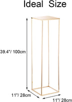 Gold Stand Wedding Centerpieces for Tables - 39.4in Tall Vases for Centerpieces, 2 Pcs Metal Column Flower Stand, Rectangular Flower Display Rack, Wedding Decorations for Tables, Party, Events, Home