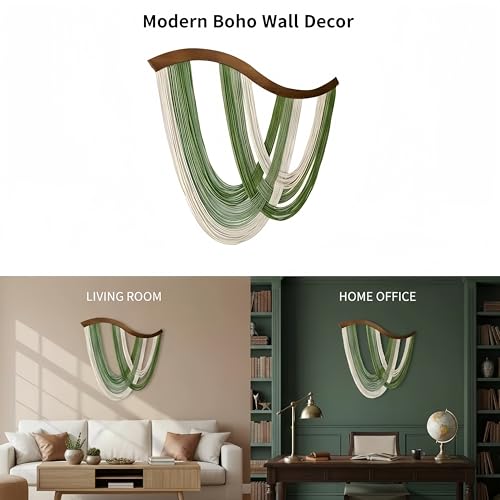Large Macrame Wall Hanging Macrame Wall Decor Tapestry For Headboard Bedroom Livingroom Boho Fiber Home Art (Green-B) - color: Green-B