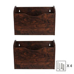 PAG Wall File Holder Wall Mounted Wood Hanging File Organizer for Office, 2 Pockets, Brown - color: Brown