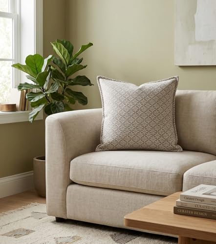 SanVia Cotton Throw Pillow Covers 20x20 – Handwoven Jacquard Texture, Fade-Resistant, No Pilling – Hidden Zipper, Decorative Cushion Cover for Sofa, Couch, Bed – Insert Not Included (Floral, Grey) - color: Dove Gray, size: 20" x 20"