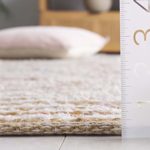 SAFAVIEH Cape Cod Collection Area Rug - 6' Round, Natural/Rust, Geometric Design, Ideal for High Traffic Areas in Living Room, Bedroom, Dining (CAP151P) - color: Natural/Rust, size: 6' (Round)