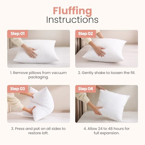 Utopia Bedding 18x18 Pillow Inserts, Set of 2, White – Indoor Decorative Throw Pillows for Bed, Sofa & Couch – Soft, Supportive & Fluffy Cushion Inserts - color: White, size: 18x18 Inch