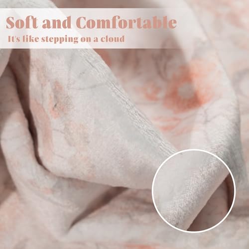 MUJOO Small Rug Washable,Pink 2x3 Area Rugs for Entryway,Floral Front Door Mat Indoor Entrance Entry Way,Boho Kitchen Bathroom Floor Rug Throw Carpet Non Slip Low Pile Vintage - color: Pink, size: 2' x 3' (Rectangular)