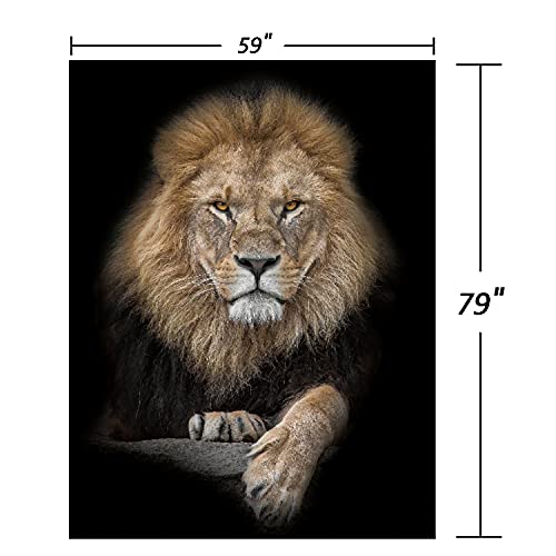 Jaccaws 3D Lion Wall Art, African Lion Wall Tapestry, 59''x79'' for Bedroom & Living Room Decor