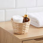 Bamboo Woven Storage Basket Set of 4 Small Decorative Sundries Organizer Baskets for Home Desktop Plant Holder and Room Decor
