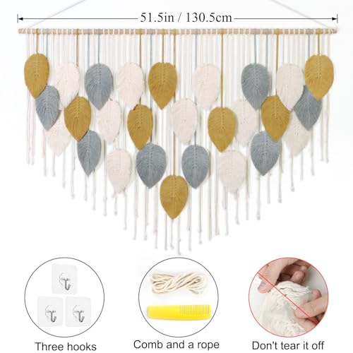 LOMOHOO Macrame Wall Hanging, Large Boho Home Decor,Bohemian Woven Decoration for Bedroom Living Room Apartment Dorm Gallery Perfect Handmade Gift Ideas (51.5" W x 33.5" L) - color: 51.5"W x 33.5"L