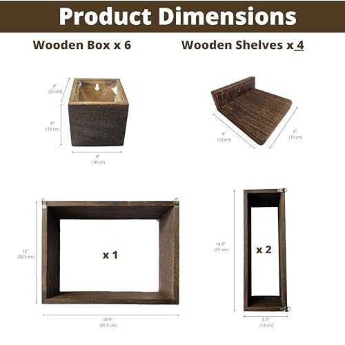 LaLaGreen Wooden Floating Shelves (13-Piece Set) Wall Mounted Plant Shelf, Planter Boxes for Indoor Plants, Decorative Wood Display Shadow Box Kitchen, Bathroom, Bedroom, Living Room, and Home Decor - size: 13-pc set