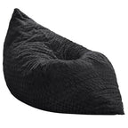Hobestluk 3 in 1 Bean Bag Chair Giant Bean Bag Chairs for Adults with Chevron Plush Fur Cover Convertible Bean Bag Floor Cushion with Machine Washable Cover for Living Room (Chevron Plush Black) - color: Coal Black