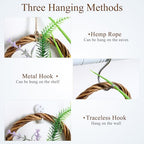Yardwe 2Pcs Woven Hanging Basket Hanging Planter, Hanging Basket for Plant, Woven Storage Basket Hanging Flower Basket for Front Door, Home, Garden