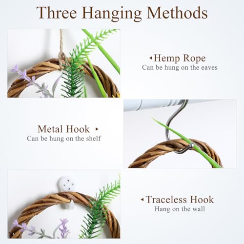 Yardwe 2Pcs Woven Hanging Basket Hanging Planter, Hanging Basket for Plant, Woven Storage Basket Hanging Flower Basket for Front Door, Home, Garden