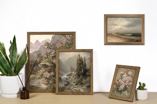 16 PCS Framed Vintage Wall Art Decor, French Country Farmhouse Gallery Wall Frame Set Prints for Bedroom Bathroom, Rustic Landscape Posters for Living Room Aesthetic, Cottagecore Dorm Home Collage Kit - color: Vintage tan, size: 12"x15" Framed