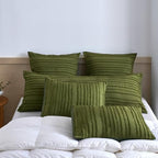 Standard Pillow Shams 2 Pack, Standard Size Pillowcases, Soft Microfiber Geometric Striped Tufted Pillow Covers with Envelope Closure, Green, 20x26 Inches - color: Green-stripe, size: Standard(20*26)