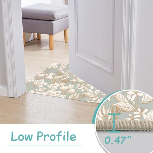 Printed Indoor Boho Area Rug - Non Slip, Ultra Thin, Printed Rug - Home Décor for Entryway, Bedroom, Living Room - 1.5 x 2.5ft, Flora Multi - color: Muted Olive and Warm Beige, size: 1.5 x 2.5ft / 18 x 30in / 45 x 75cm