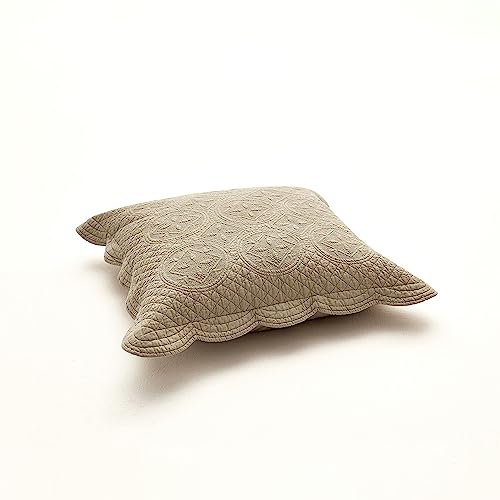 Calla Angel Sage Garden Luxury Pure Cotton Matelasse Quilted Pillow Sham, Euro, 26x26, Coffee - color: Coffee, size: European