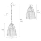 KSANA Boho Rattan Pendant Light, 1-Light Handwoven Wicker Hanging Light, 13" Natural Farmhouse Pendant for Kitchen Island, Dining Room & Entryway - size: 13"