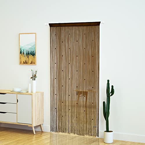 YaoYue Beaded Curtain Door String Curtains for Doorway Tassels Beads Hanging Fringe Hippie Room Divider Window Hallway Entrance Wall Closet Bedroom Privacy Decor (39×79in/100×200cm, Coffee) - color: Coffee, size: 39"W x 79"L (Pack of 1)