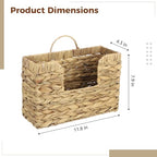 Magazine Holder Wall Basket Water Hyacinth Woven Mail Organizer | Wall Hanging Baskets Letters & Storage Decorative Mail Holder Magazine Rack Hanging Basket 11.8x4.3x7.9 Inch