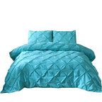 Feelyou King Duvet Cover Set Pinch Pleated Bedding Sets Aqua Blue Microfiber Polyester Pintuck Tufted Comforter Cover with 2 Pillow Shams Luxury Solid Geometric, 3 Pieces - color: Aqua Blue, size: King