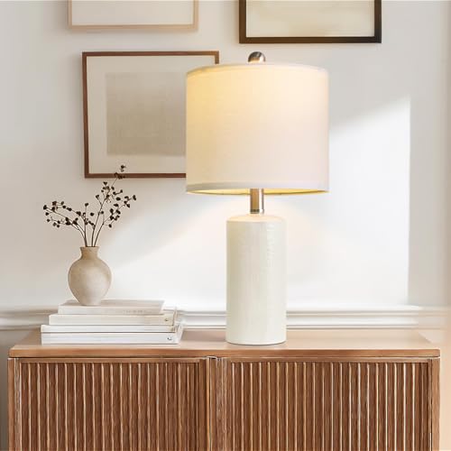 G-SAFAVA 20.5" Small Table Lamps for Living Room Lamp Set of 2 Ceramic Lamps for Bedroom Bedside Lamps Modern Boho Lamps for Night Stands Farmhouse Nightstand Lamp Side End Table Lamp, White - color: White