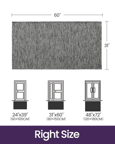 DEXI Dirt Trapper Door Mat, 31x60 Washable Doormat, Dirt Resistant and Absorbent, Easy Clean Low-Profile Floor Rugs for Entryway, Front Door, and Inside Entrance, Dark Grey - color: Dark Grey, size: 2'7" X 5' (Rectangular)