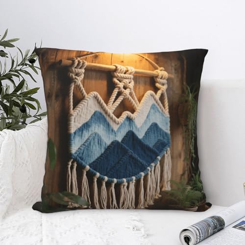 Mountain Dip-Dyed Macrame Plush Throw Pillow Covers 24"X24",Soft Cozy Couch Cushion Covers Decorative Pillow Cases for Holiday Home Bedroom Sofa Decors