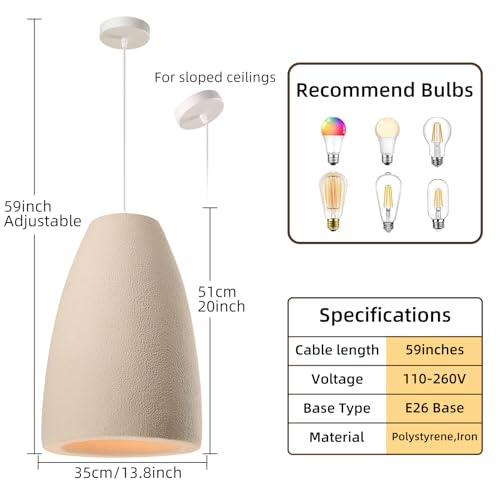 JAYMP Wabi Sabi Pendant Light for Dining Room Kitchen Island Light Hallway Restaurant Hanging Lamp E26 Base Japanese Style Wine Bottle Shape Lighting Fixture, 1 Pack (Light Brown,A Shape, D35×H51cm) - color: Light Brown,A, size: D35×H51cm