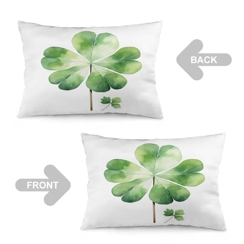 Watercolor Green Lucky Clover Pillow Cover 12 "x20 Clover Lucky Decorative Rectangular/Waist Pillow Cases Rectangle Two Sides Printed Decorative Pillows for Decoration Sofa Couch - color: Pattern-5, size: 20" x 12" (Pack of 1)