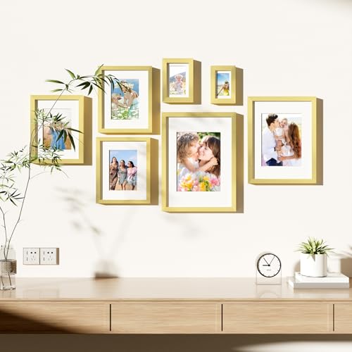 decorUhome 4x6 Picture Frame Set of 10, Display Photos 3.5x5 with Mat or 4x6 Unmatted for Picture Frames Collage Wall Decor, Gold - color: Gold, size: 4x6