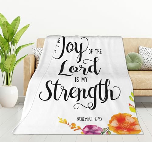 HGOD DESIGNS Biblical Quotes Throw Blanket Joy of The Lord is My Strength Scripture Typography Soft Blankets and Throws 50x60 Inch Caring for Women Men - color: Biblical Quotes, size: 50x60 inch