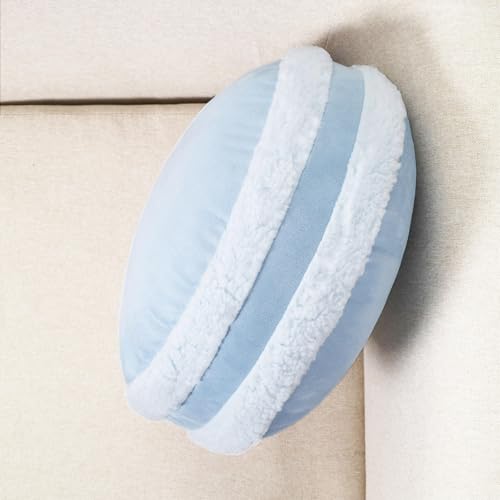 Round Throw Pillow 16x16 Macaron Shape No Zipper Design Down-like Polyester Filling Super Soft Feather-like Touching Floor Pillow 40x40cm Home Décor Circle Cushion for Couch, Light Blue 1 Piece - color: Light Blue, size: 16"D x 16"W x 6.5"H