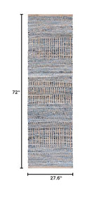 SAFAVIEH Cape Cod Collection Runner Rug - 2'3" x 6', Natural & Blue, Handmade Flat Weave Coastal Braided Jute, Ideal for High Traffic Areas in Living Room, Bedroom (CAP353A) - size: 2'3" x 6' (Runner)