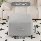 MeMoreCool Square Stuffed Pouf Ottoman Foot Rest, Floor Pouf Foot Stool with Foam Chunk Filling, Soft Stuffed Ottoman Footrest for Living Room, Light Grey - color: Striped Light Grey