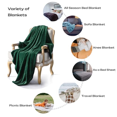 Forest Green Flannel Fleece Throw Blanket Throw Size(50 by 60 Inches),Green Throw Blanket for Couch Sofa Bed 280GSM,Super Soft Plush Cozy and Lightweight Warm Bed Blanket for All Season - color: Green, size: Throw(50"×60")